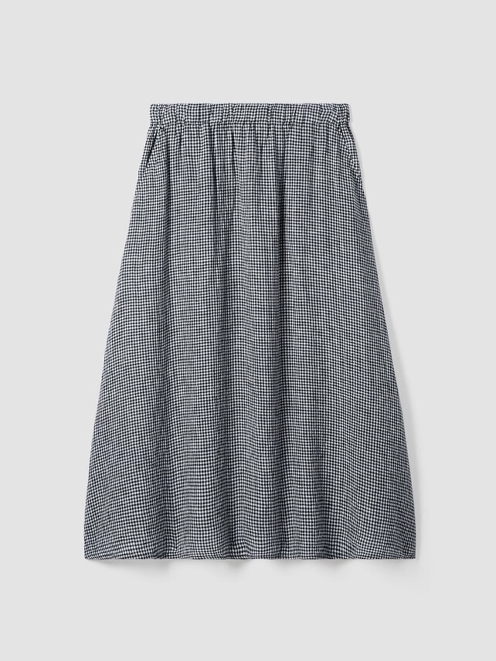 Eileen Fisher Puckered Organic Linen Gingham Skirt Small - Picture 6 of 7